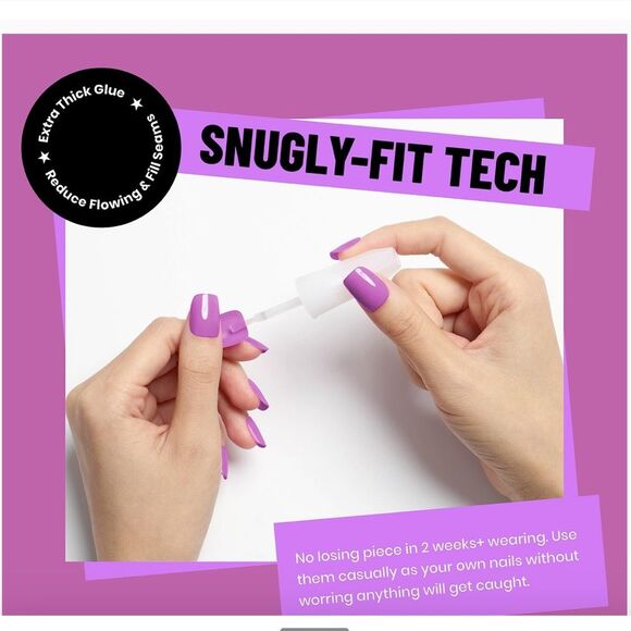 Press On Nails Glossy Violet Pink Purple Acrylic Fake Nails Glue Stick-On C3 - Picture 7 of 7